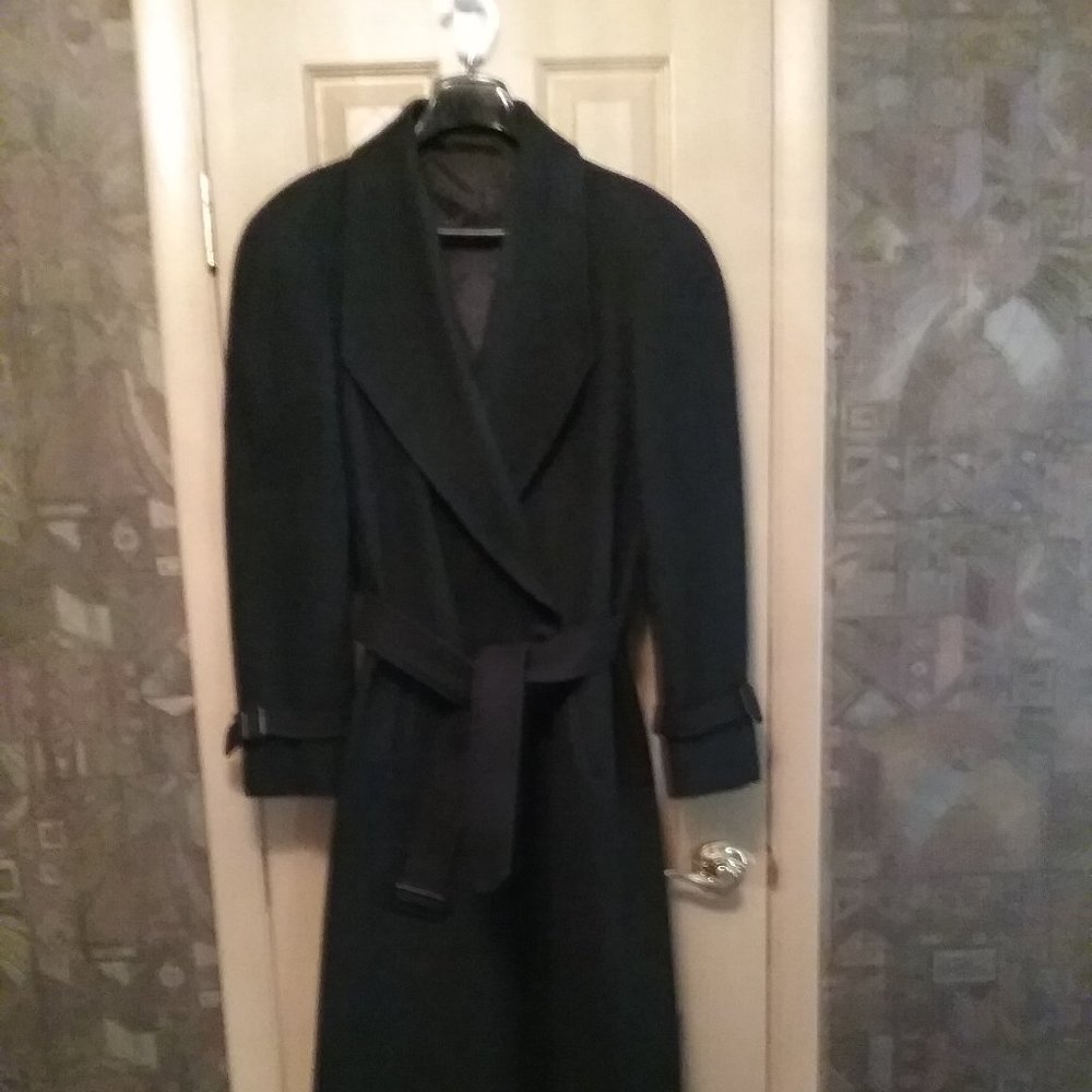 Vintage double breasted black wool men's dress coat.